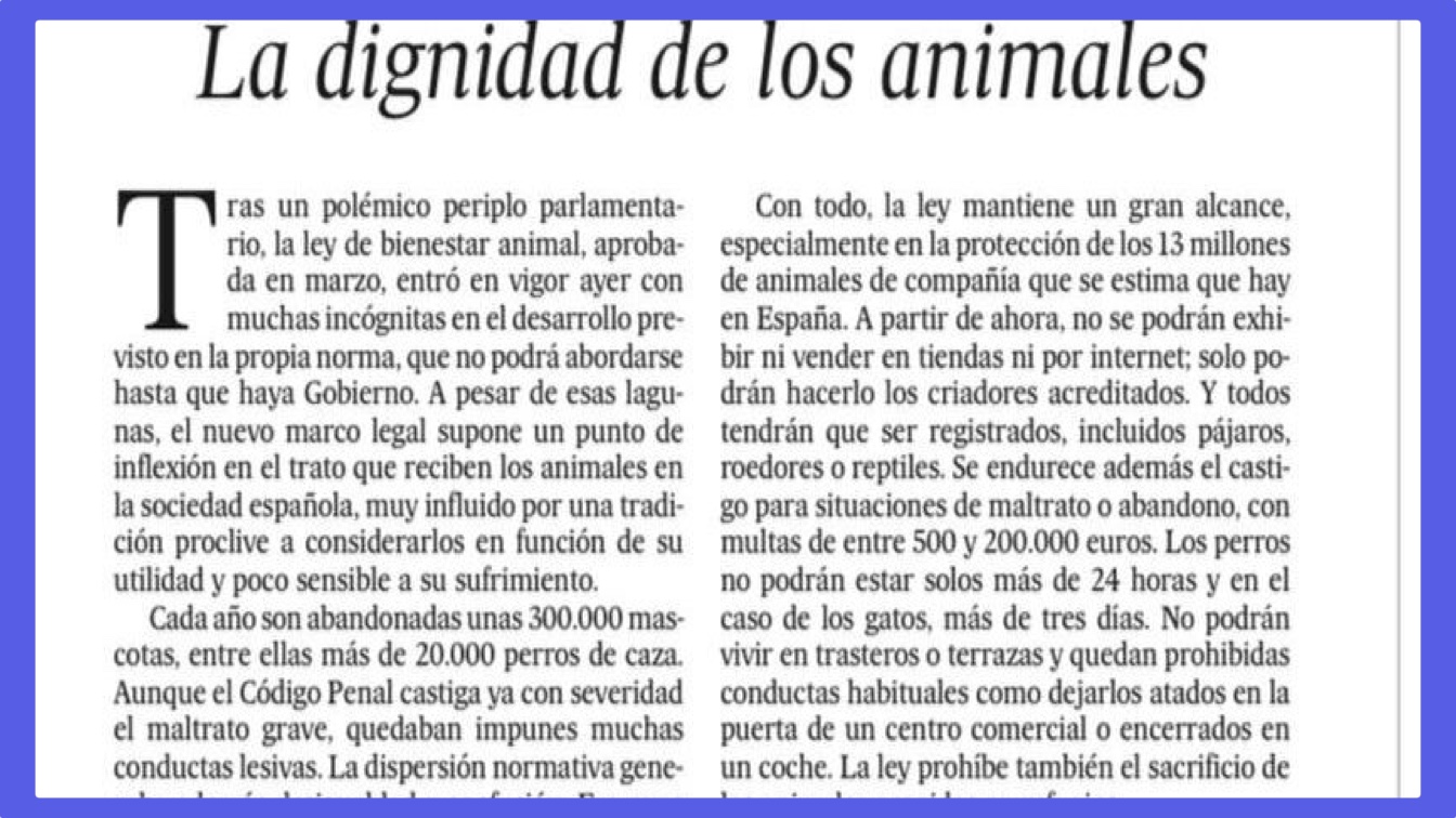 El editorial de El País sobre la Ley de Bienestar Animal evita nombrar a Ione Belarra