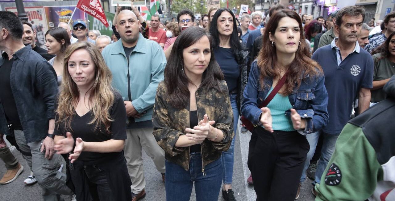 Ione Belarra (Podemos), la única ministra de un gobierno europeo en acudir a una manifestación de apoyo a Palestina