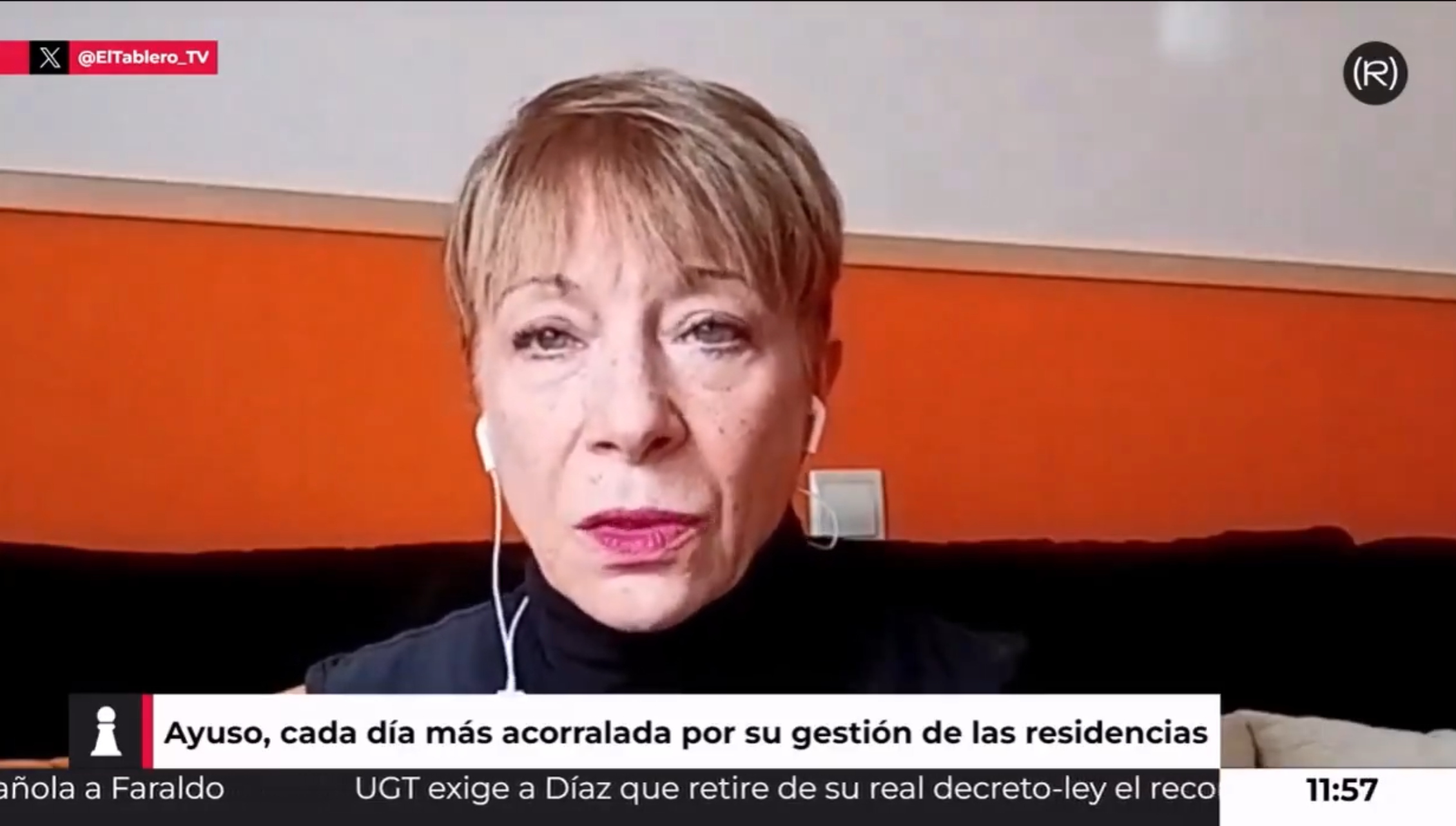 Mercedes Huertas, familiar de una de las víctimas de las residencias de Ayuso, en El Tablero