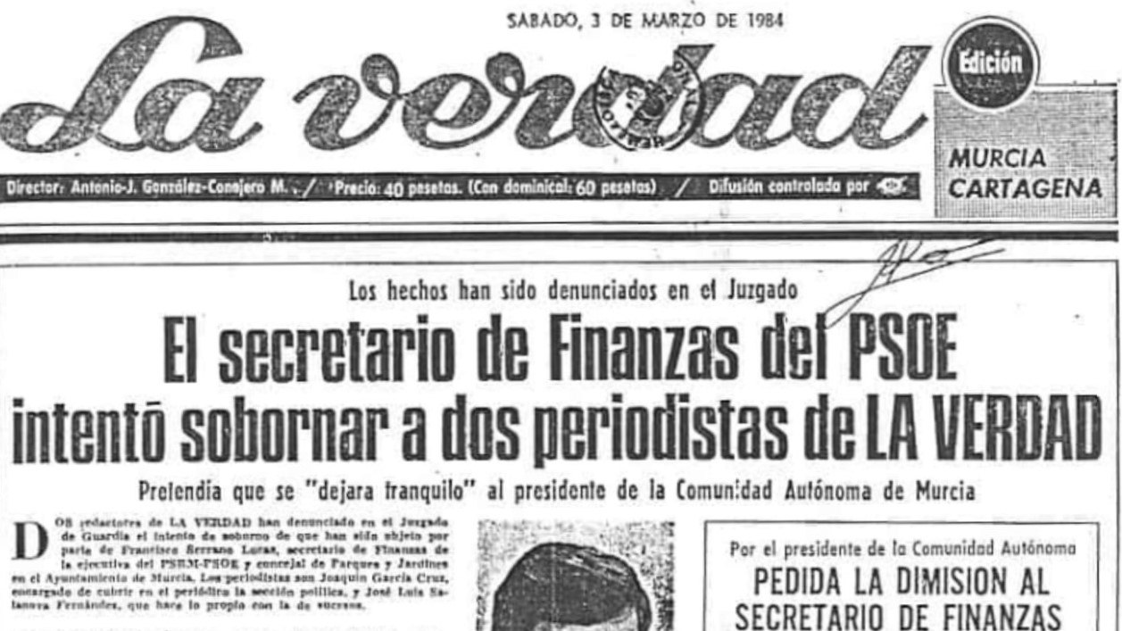 40 años del intento de soborno que hizo caer a un presidente de la Región de Murcia