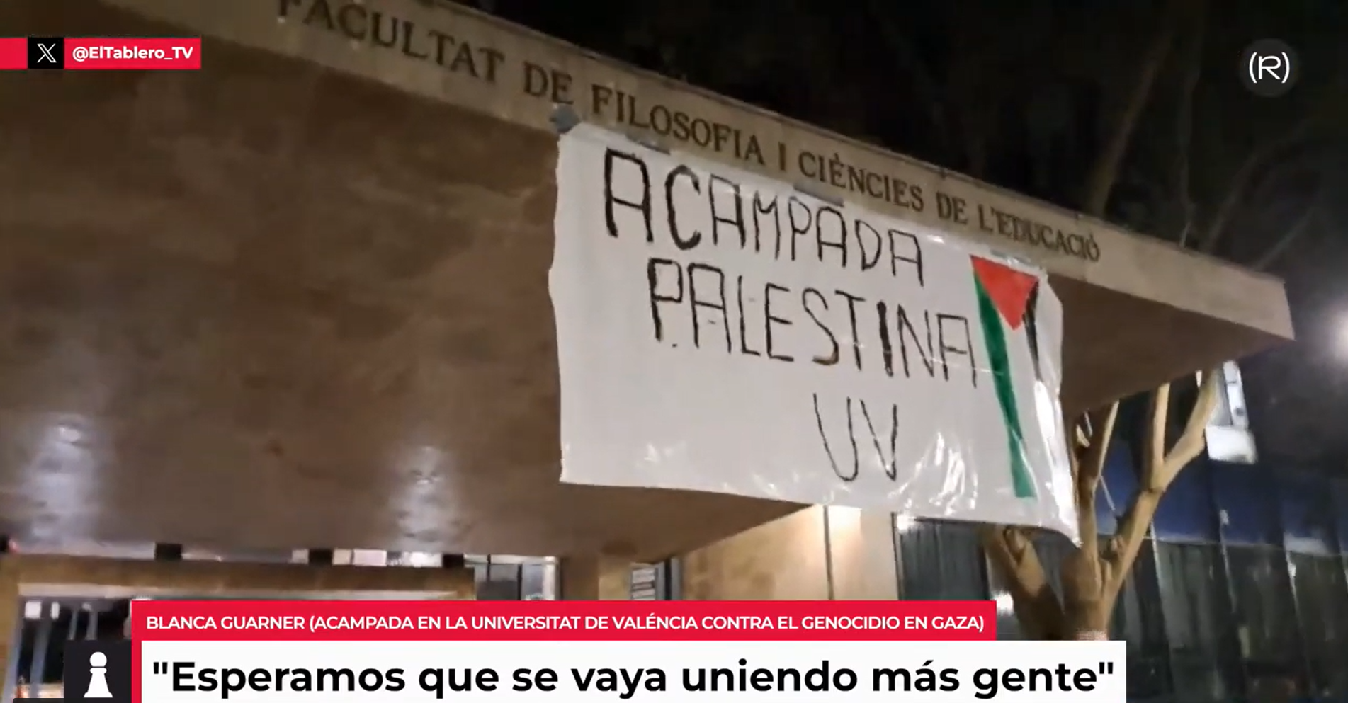 Acampada indefinida en la Universitat de València para protestar contra el genocidio de Israel en Gaza